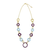 Sachi Raffia Rings Necklace - Purple and Blue Small Rings