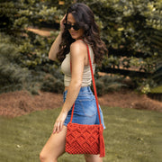 Adira Woven Cotton Crossbody Macrame Bags - Rust