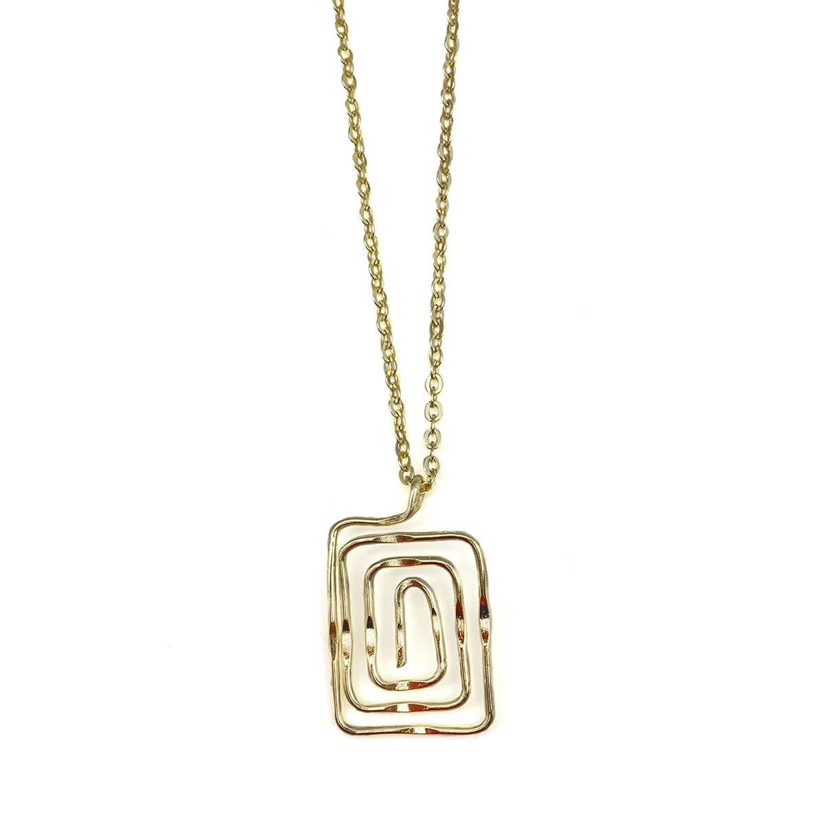 Gold Plated Necklace - Smaller Size Square Spiral