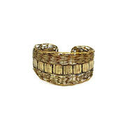 Basketweave Antique Brass Horizontal Woven Border Cuff