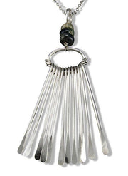Banjara Hammered Silver Fringe Kambaba Jasper Necklace