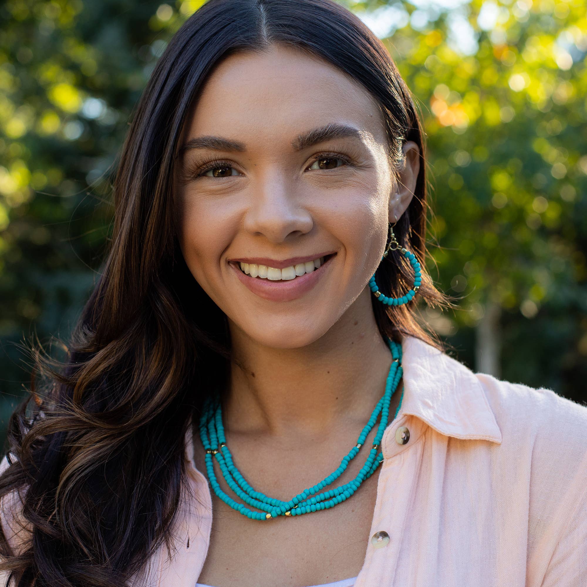 Sachi Chromatic Hues - Turquoise Short Multi-Strand Necklace