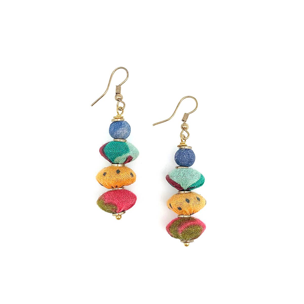 Aasha Wide  Round Disc Beads Drop Earrings