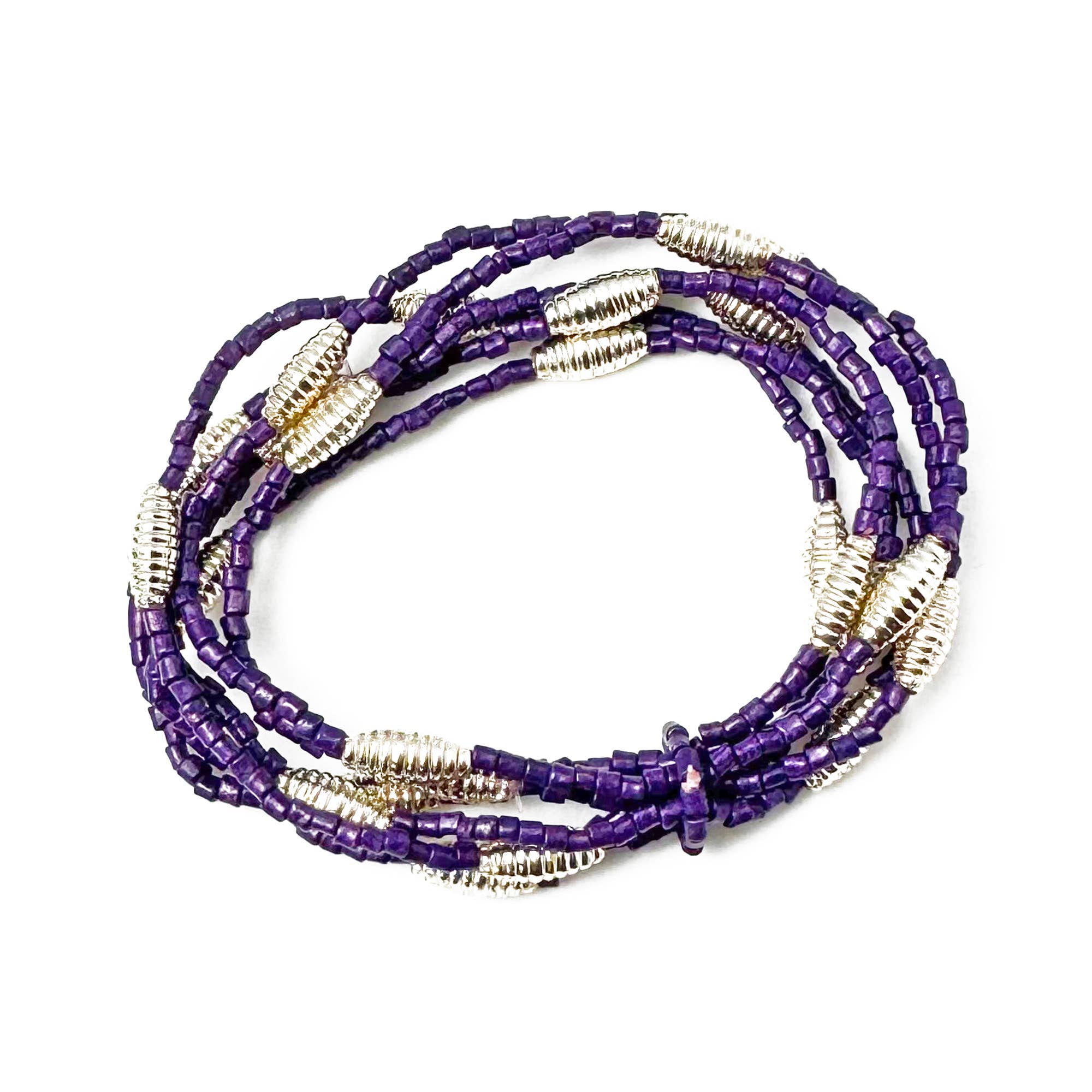 Seed Bead Stretch Bracelet - Purple