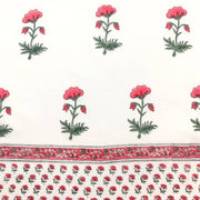 Block Printed Cotton Scarf - White with Pink Flowers