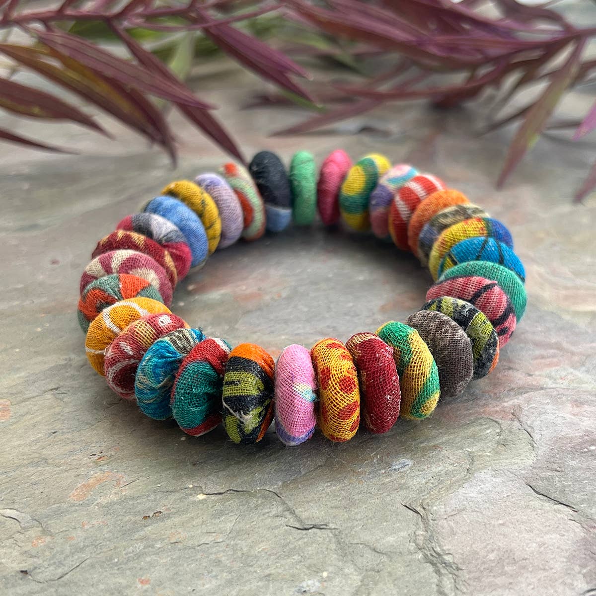 Aasha Kantha Oval Beaded Stretch Handcrafted Bracelet