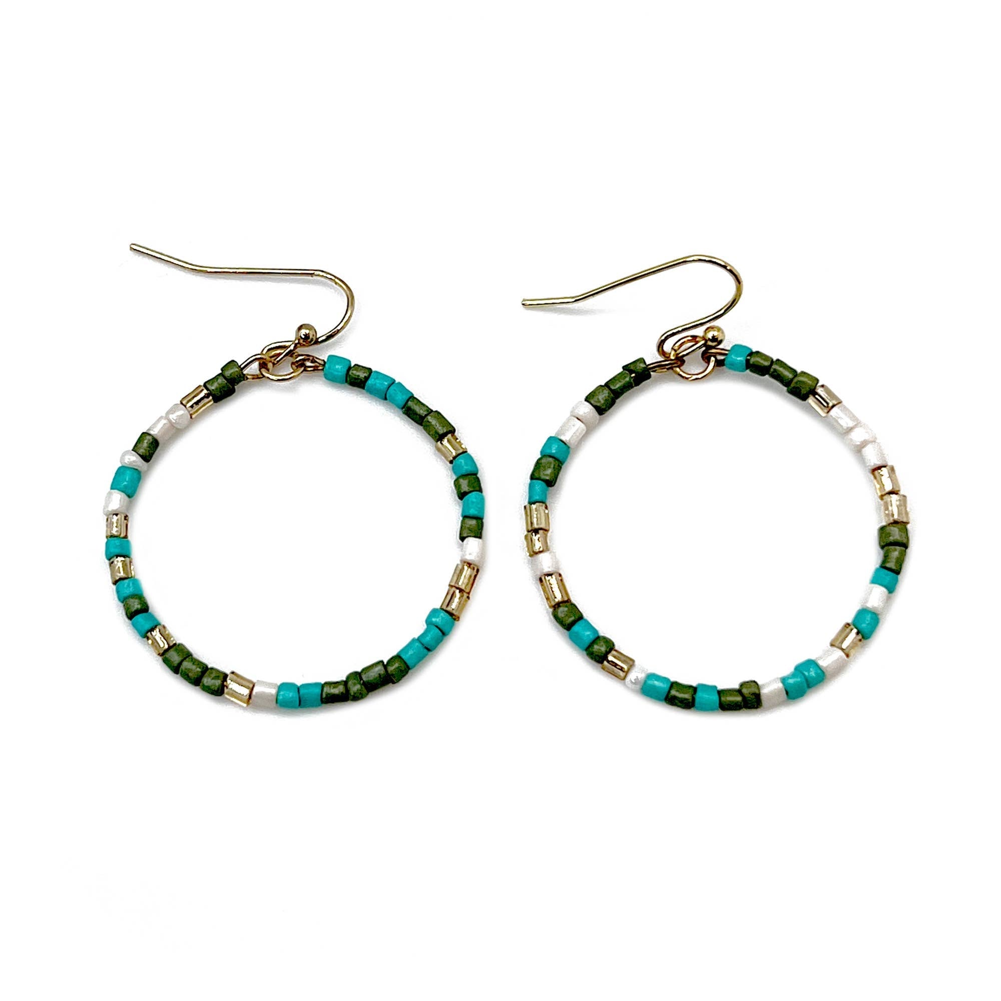 Seed Bead Hoop Earrings - Multiple Color Styles
