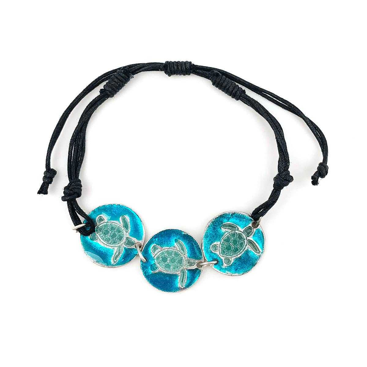 Pewter Bracelet with Color Enamel - Teal/Aqua Tortoise