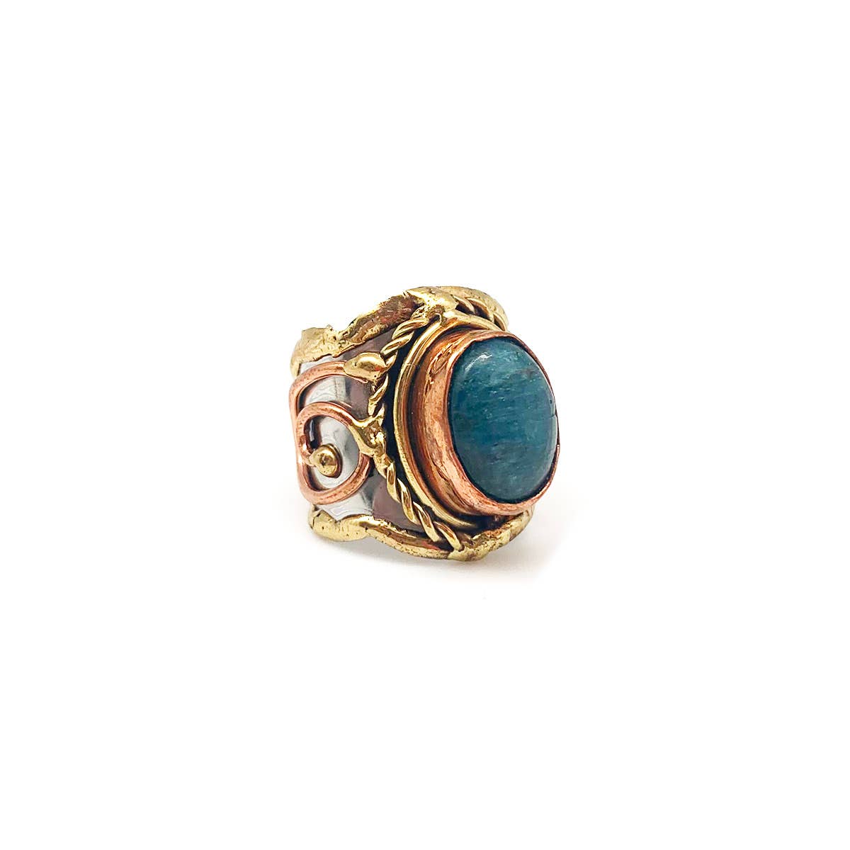Mixed Metal and Apatite Stone Ring