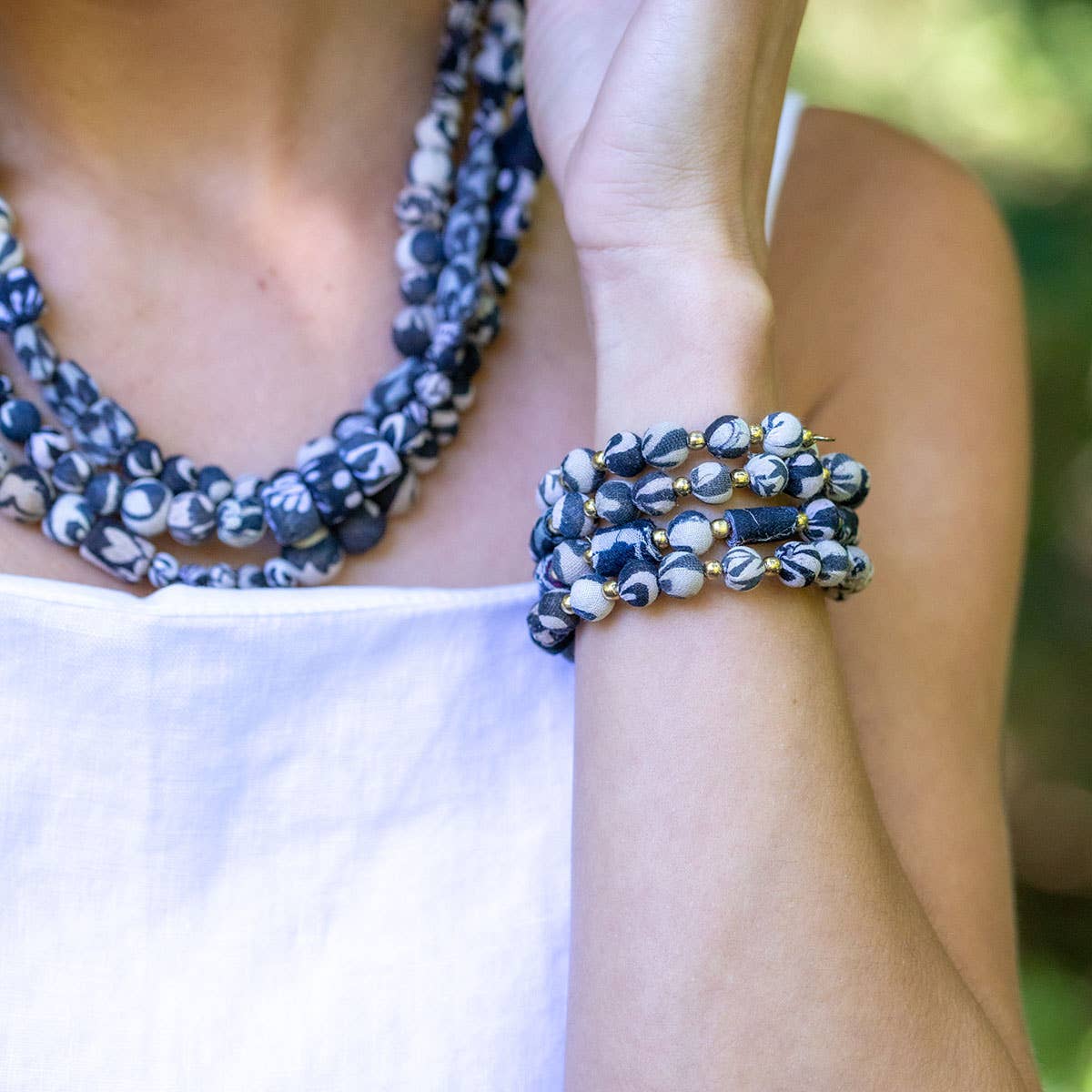 Aasha Monochrome Coil Kantha Beaded & Handcrafted Bracelet