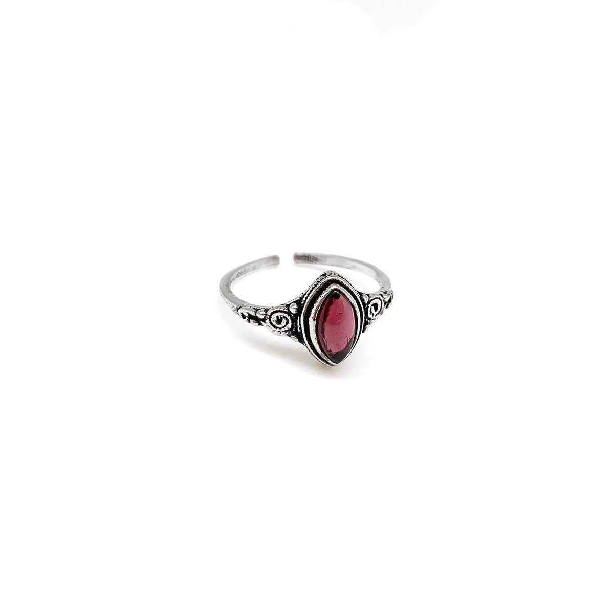 Tanvi Collection Ring - Silver Marquise with Garnet