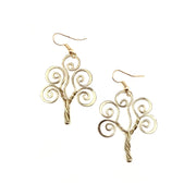 Gold Plated Earrings - Curly Tree