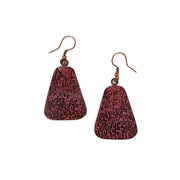Copper Patina Earrings - Red Marbled Print