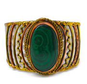 Mixed Metal and Malachite Stone Bracelet