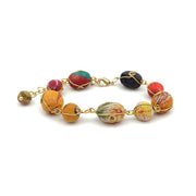 Aasha Brass Curled Wire Oval Beads Station Bracelet
