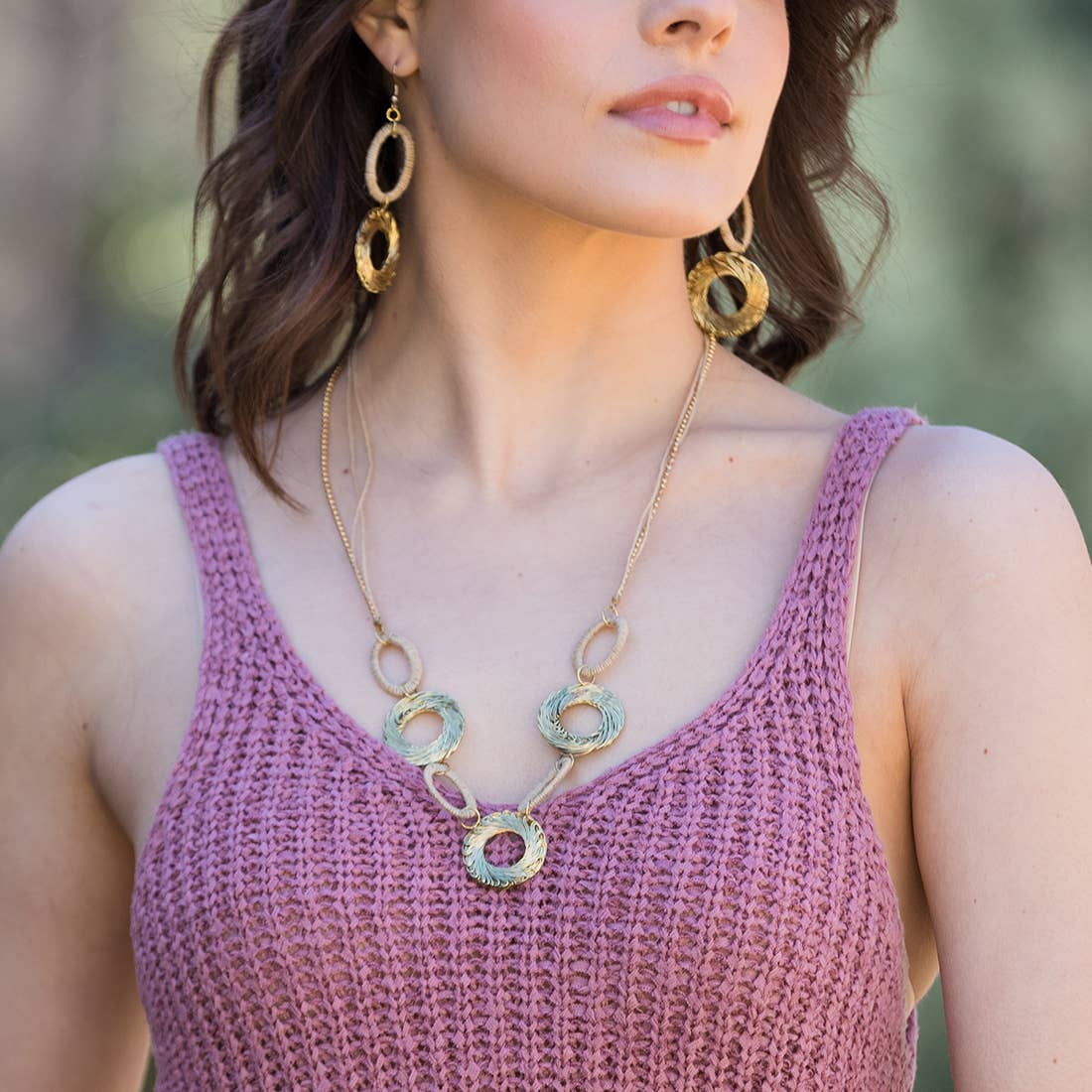 Sachi Bohemian Neutrals Collection Necklace - Rings & Ovals