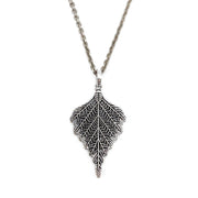 Tanvi Collection Necklace - Silver Textured Leaf