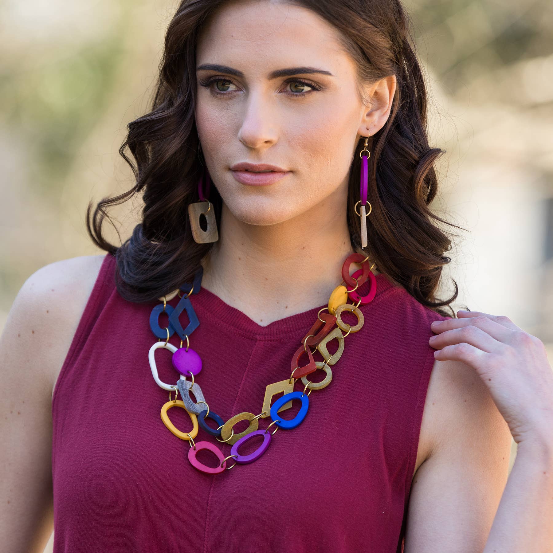 Omala Bold & Brash Collection Necklace - 2 Layer Mixed Beads