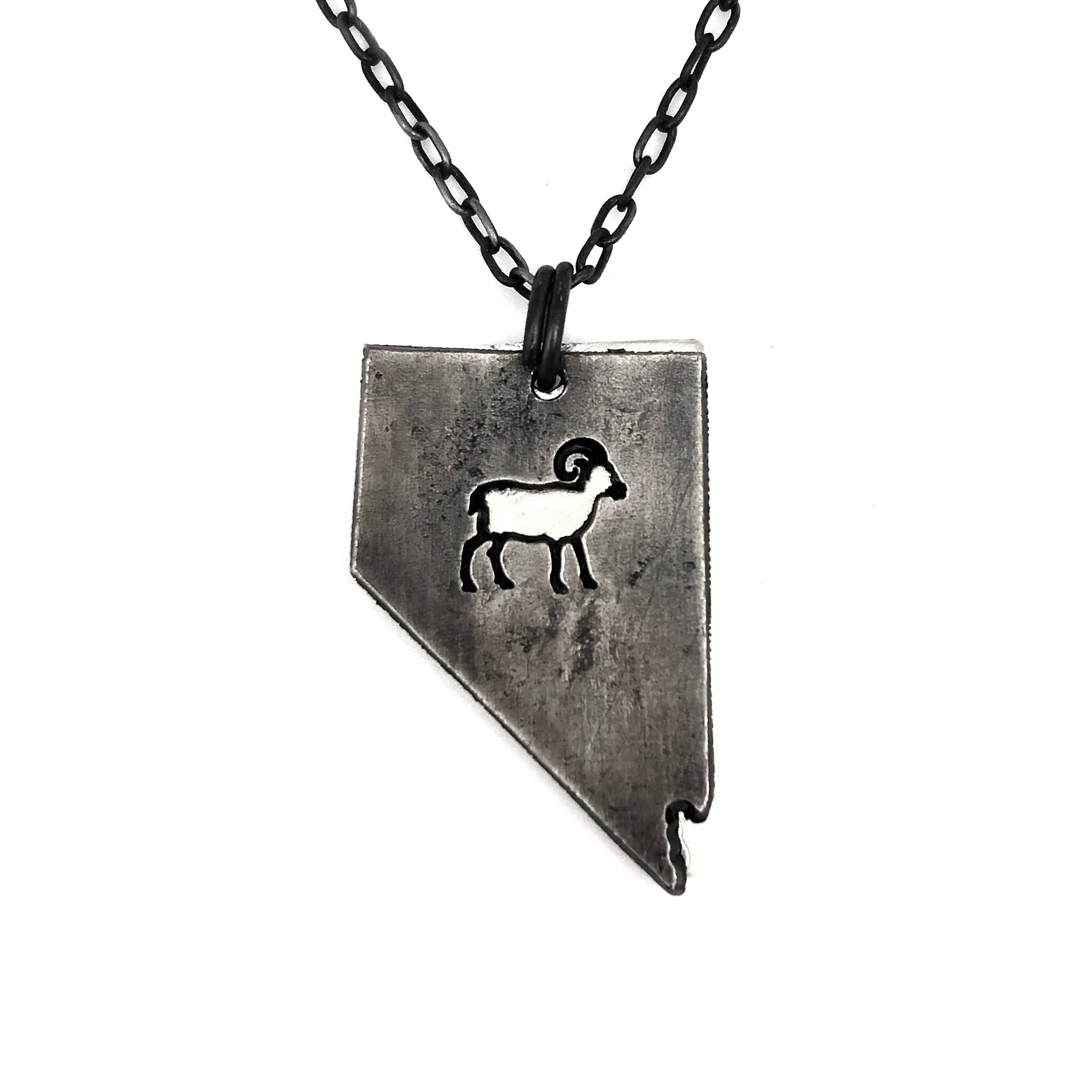 Home State Jewelry - Pewter Necklace - Nevada with Ram