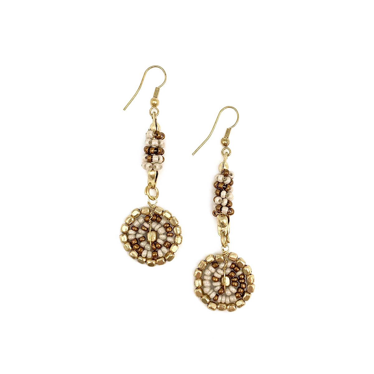 Sachi Coffee & Cream Collection Earrings - Tiny Beaded Disc