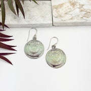 Handcrafted Silver Patina Teal Spiral Earrings