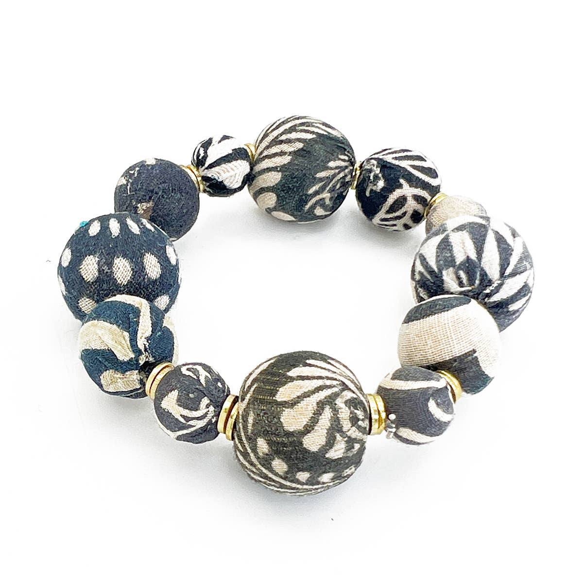 Aasha Bold Monochrome Stretch Kantha Handcrafted Bracelet