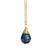 Gold-Plated Lapis Lazuli Teardrop Necklace