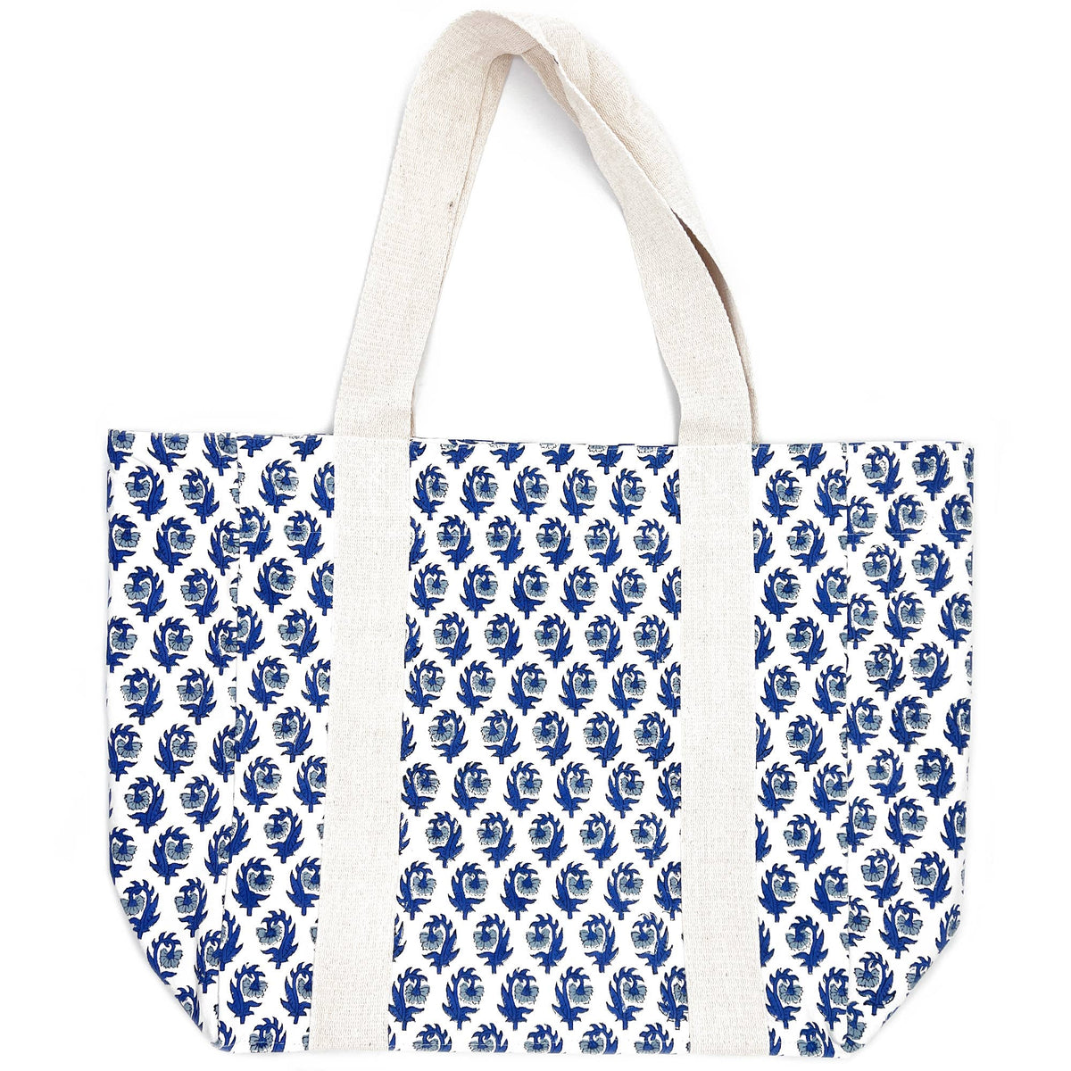 Handcrafted Canvas Bag with Block-Printed Captivating Blooms