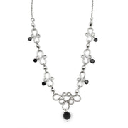 Silver Plated Necklace - Hooks with Black Onyx