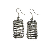 Basketweave Zig Zag Chain in Rectangle Earrings