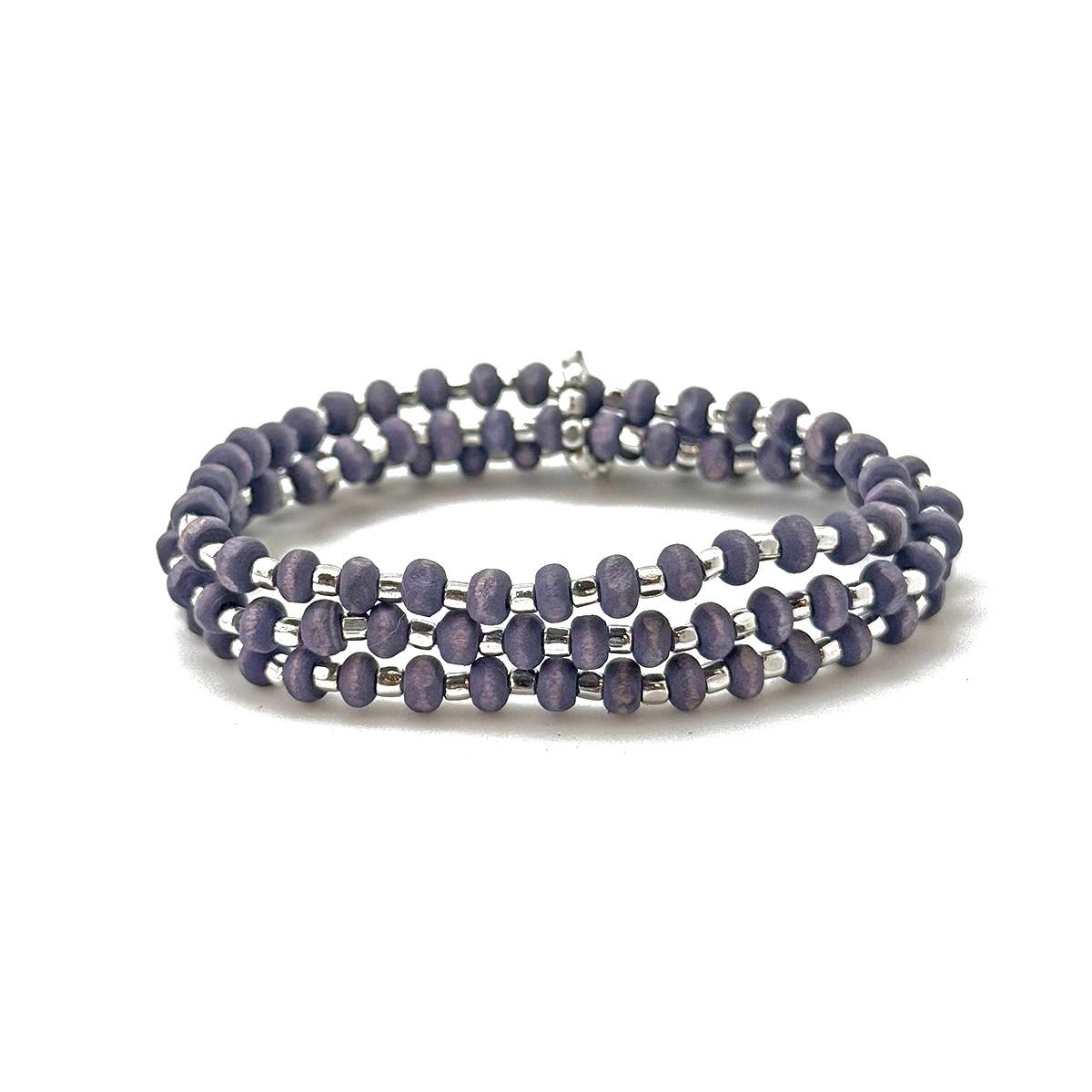 Sachi Wood Bead Wrap Bracelet - Purple