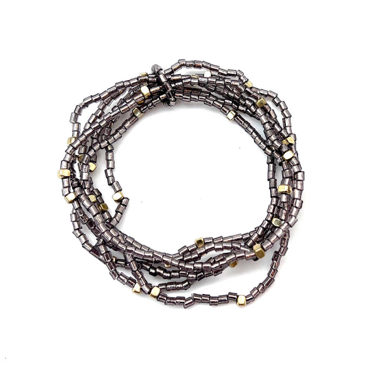 Seedbead Stretchy Bunch Bracelets - Gunmetal