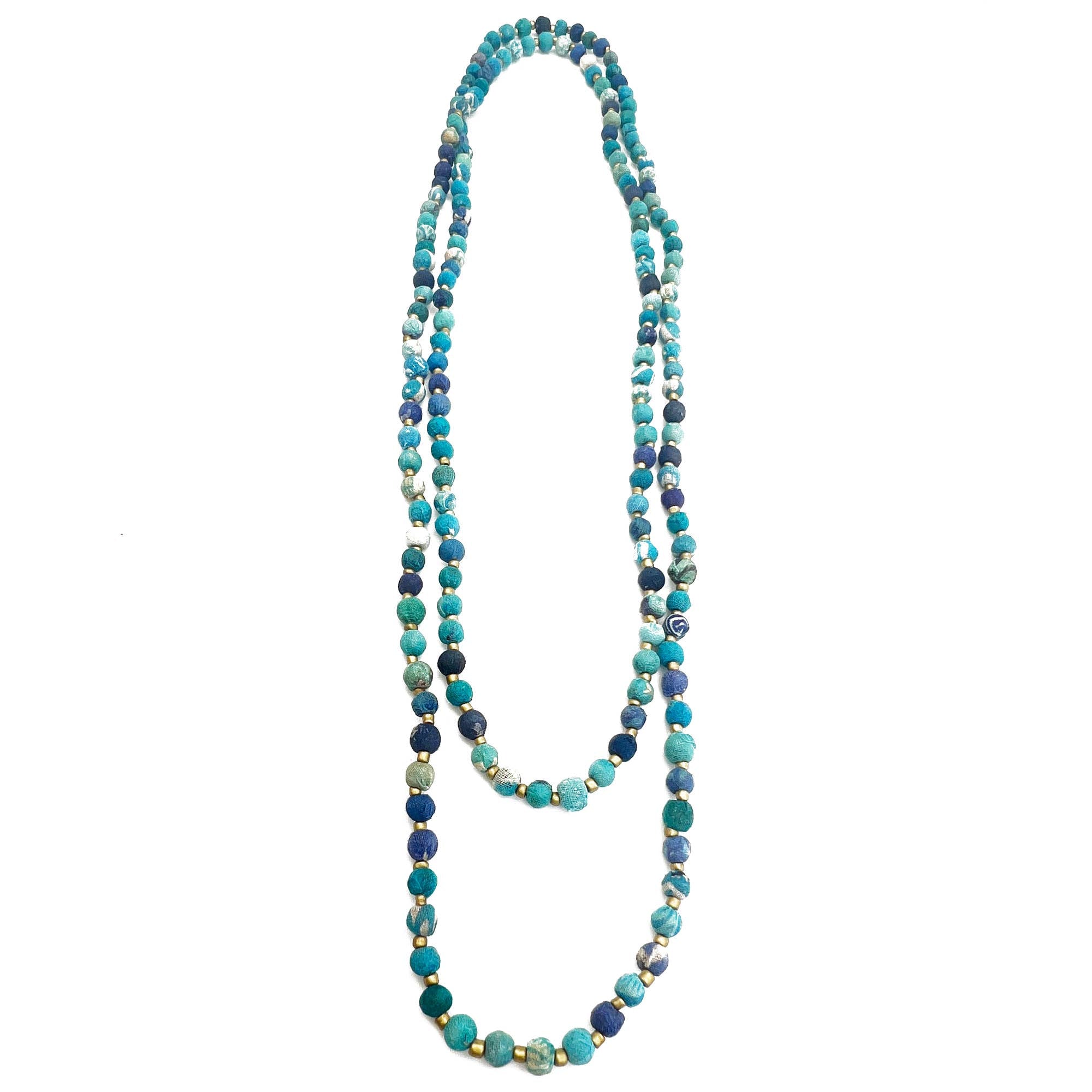 Aasha Aqua Layered Kantha Beaded Handcrafted Necklace