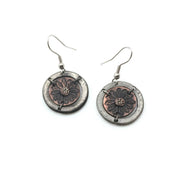 Pewter Earrings - Sunflower in Circle