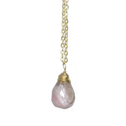Gold-Plated Pink Opal Teardrop Necklace