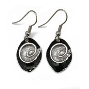 Pewter Earrings with Color Enamel - Black/Grey