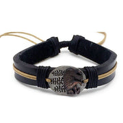 Pull Tie Leather Bracelet - Bear with Trees