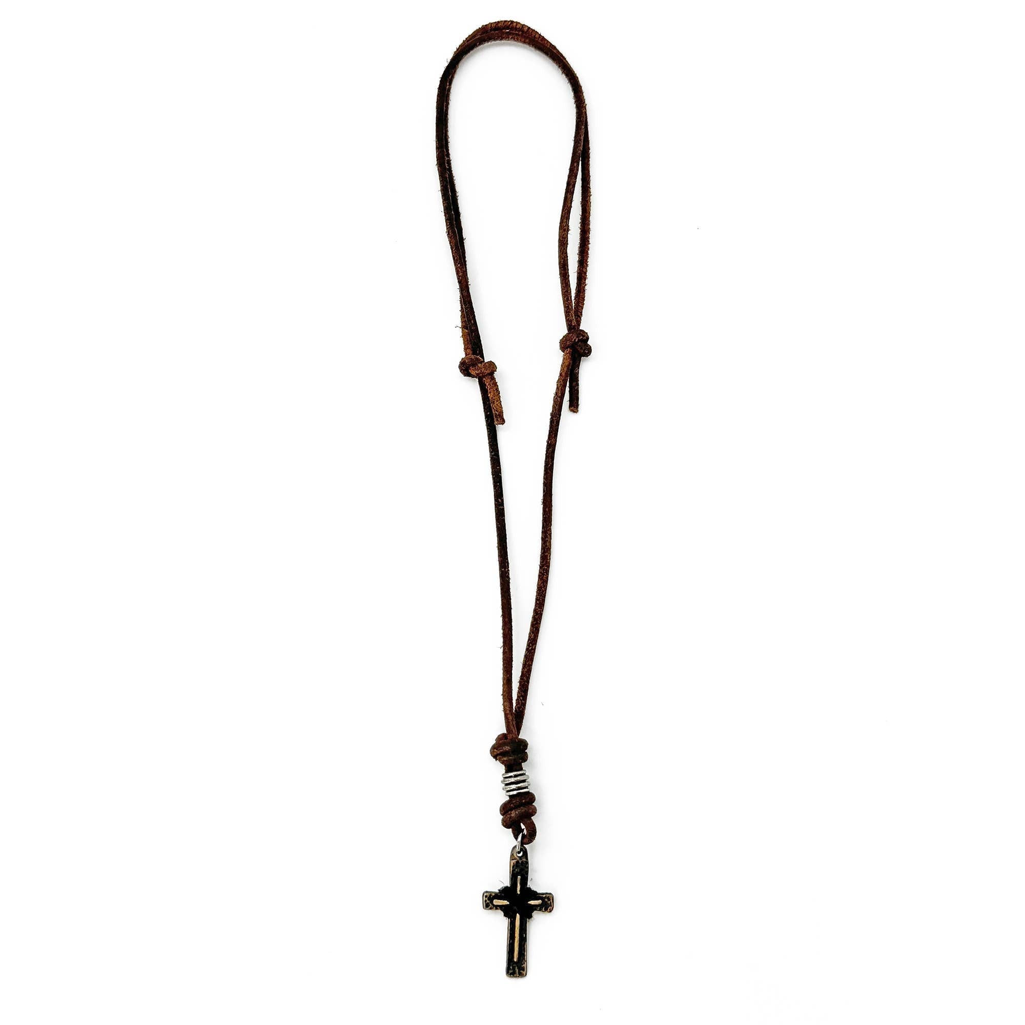 Aadi Classic Cross Leather Necklace