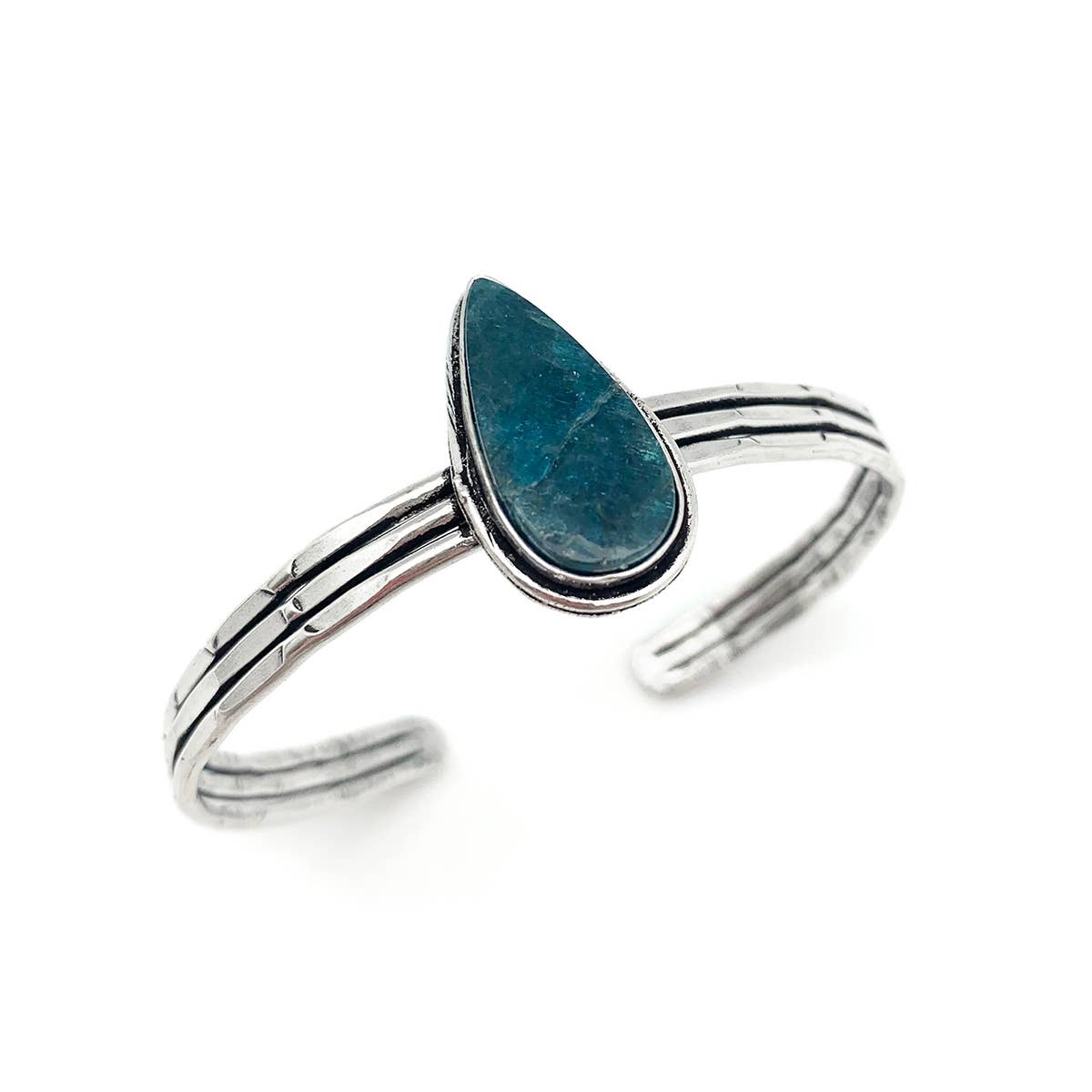 Handcrafted Kashi Semiprecious Stone Cuff - Apatite