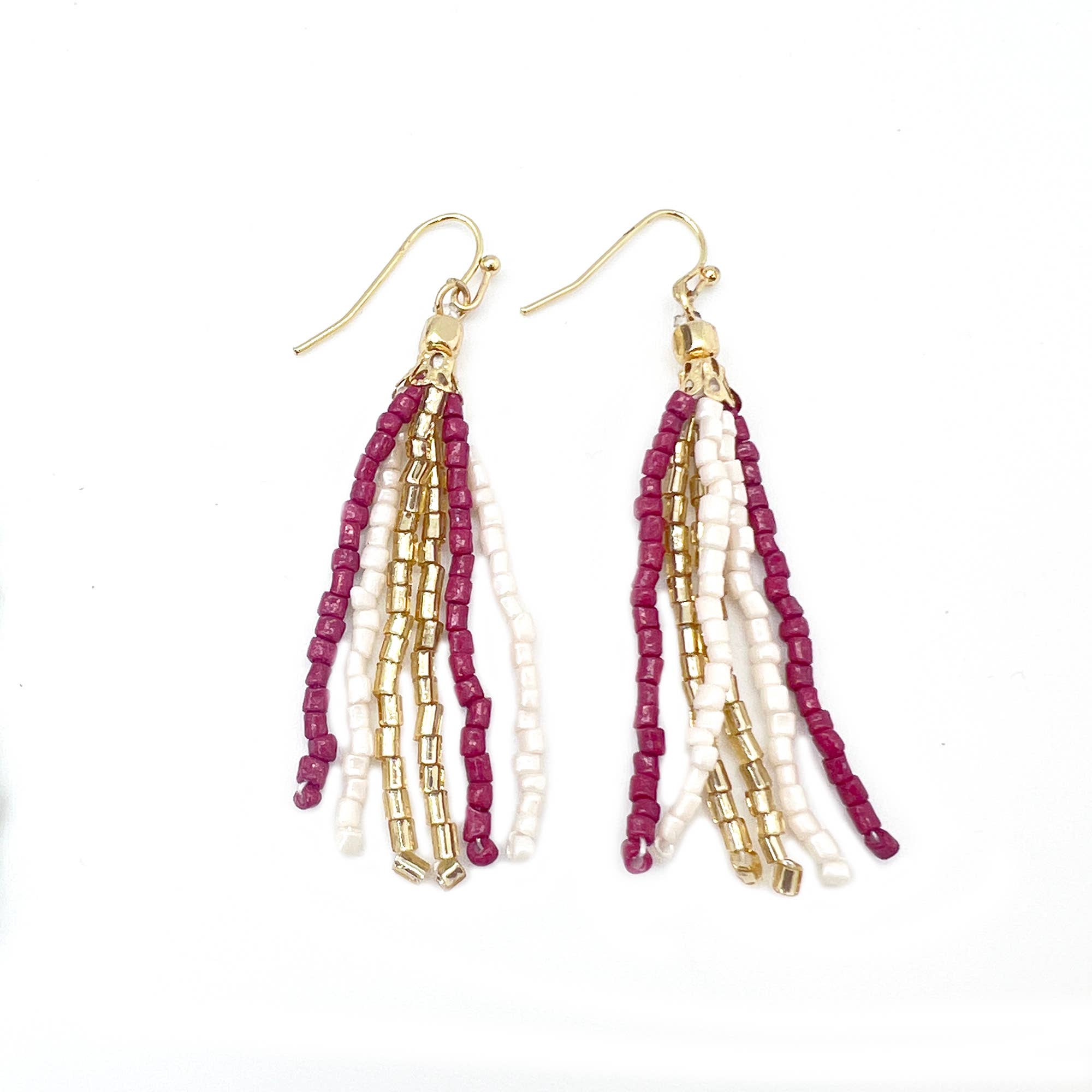 Seed Bead Simple Tassel Earrings - Multiple Color Styles