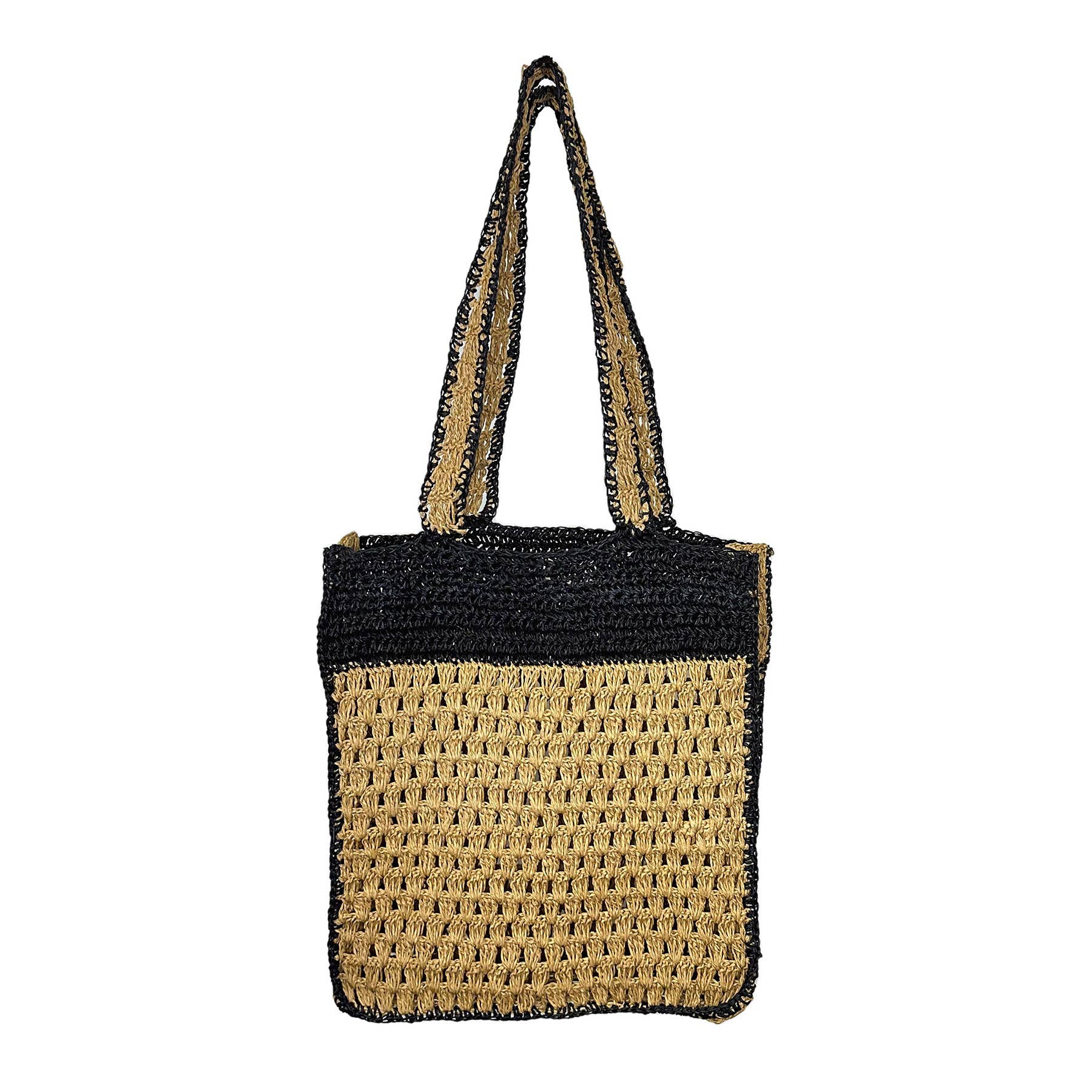 Mirasol Woven Jute Shoulder Bag - Black