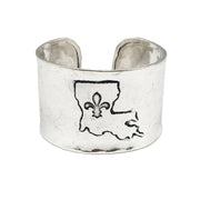 Silver Adjustable Cuff Bracelet - Louisiana Fleur-de-Lis