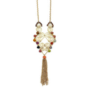 Aasha Pendant with Swirls and Tassels Kantha Necklace
