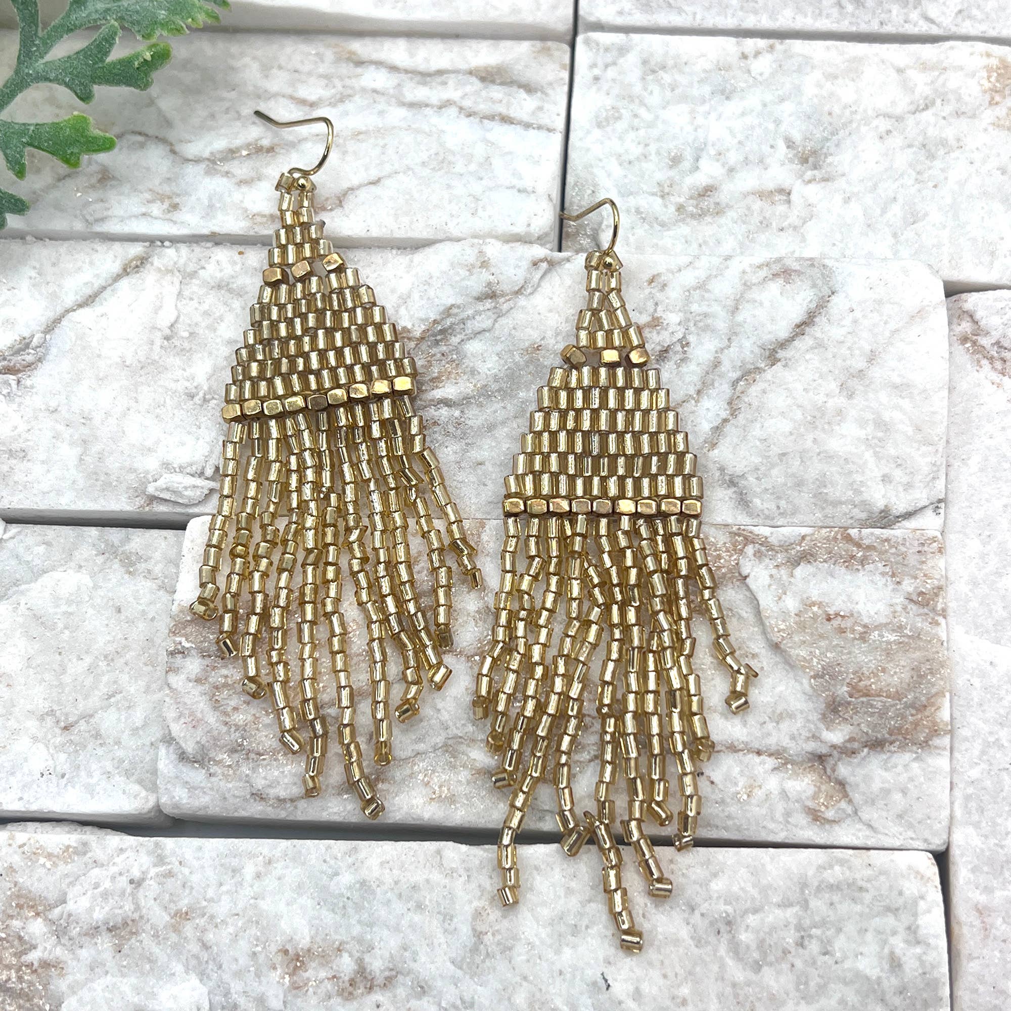 Seedbead Tapered Fringe Earrings - Multiple Color Styles