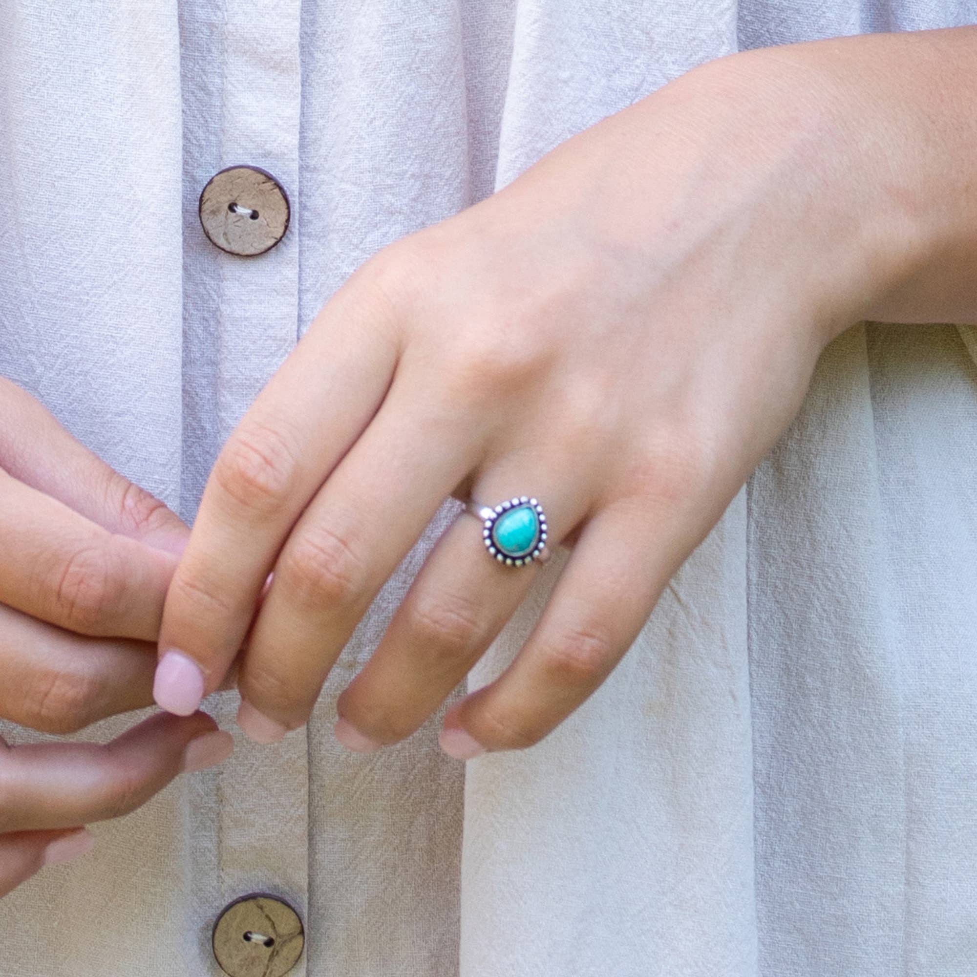 Kashi Semiprecious Small Stone Ring - Amazonite