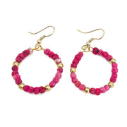 Aasha Blush Small Bead Hoop Kantha Handcrafted Earrings