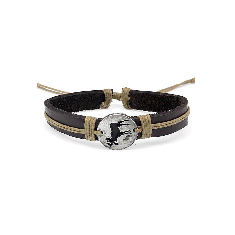 Pull Tie Leather Bracelet - Moose Cutout