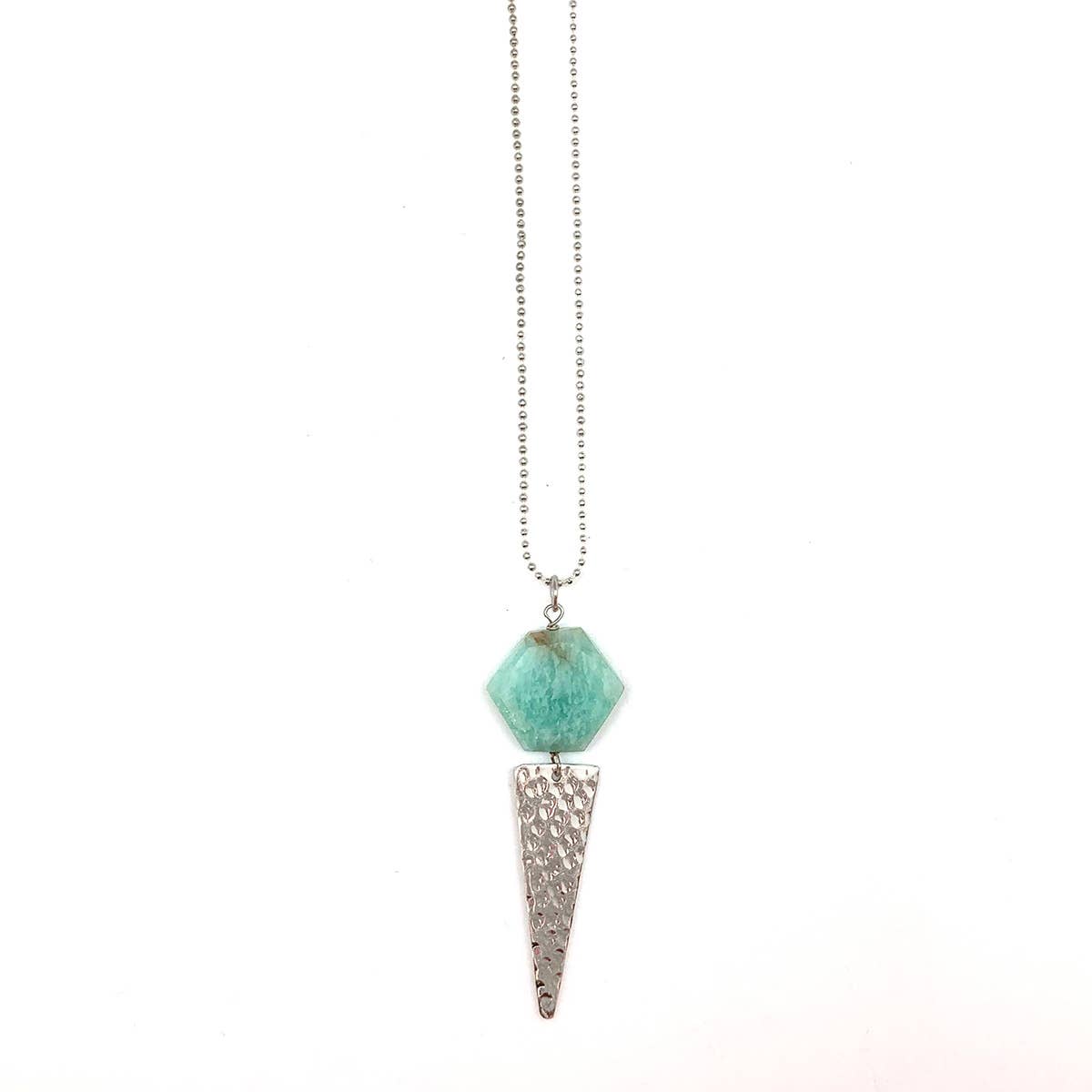 Akriti Silver and Medium Faceted Amazonite Necklace