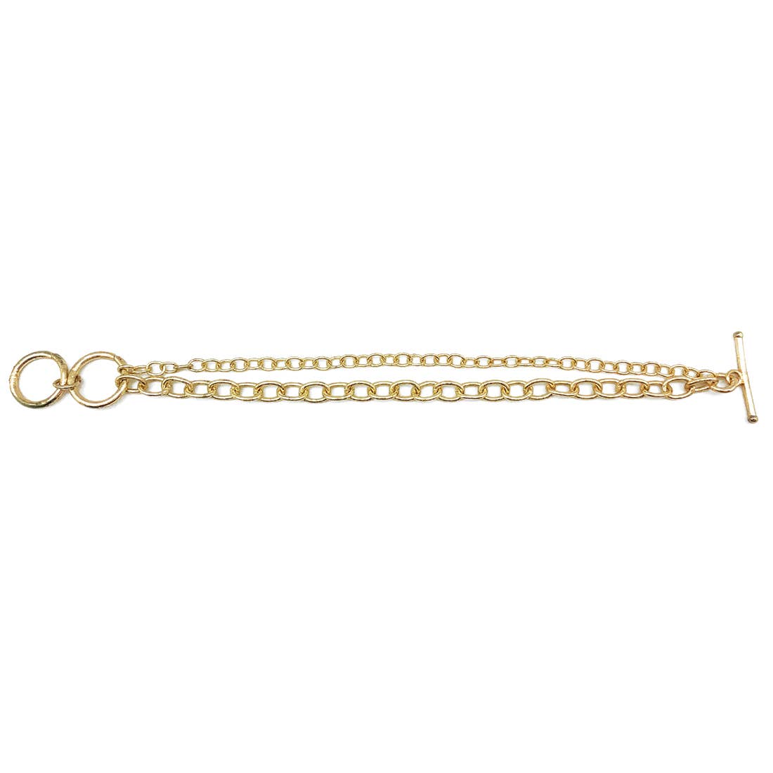 Brass Chain-Link Bracelet - Dual Oval Chains