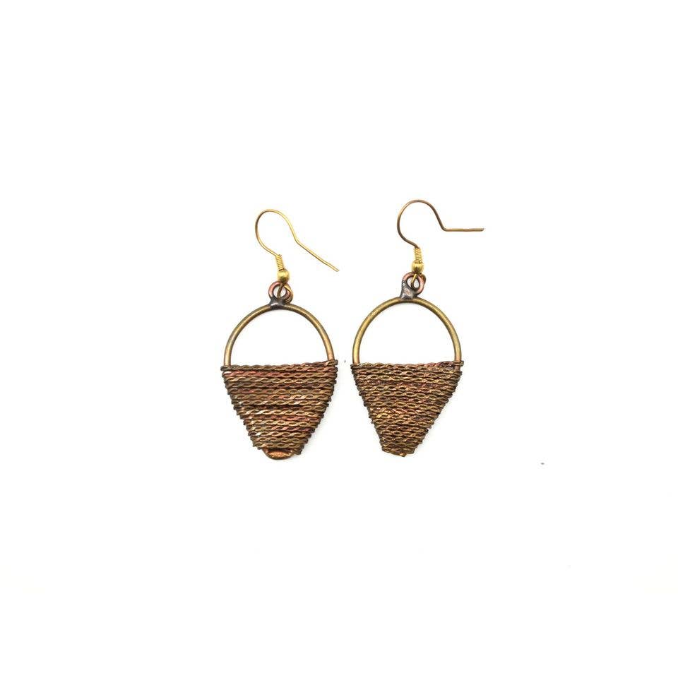 Basketweave Half Chain Wrapped Earrings